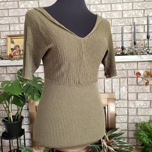Vintage Boho Grunge Green Y2K Knit Sweater Size M